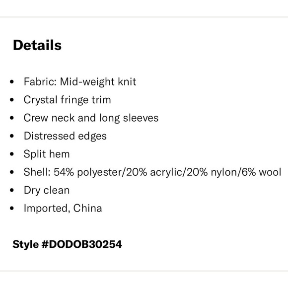 Dodo Bar Or Wool Crystal Fringe Gray Mark Sweater Sz 42 US 4 6 New - Picture 11 of 11